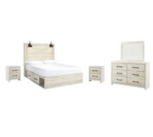 Load image into Gallery viewer, Cambeck  Panel Bed With 2 Storage Drawers With Mirrored Dresser And 2 Nightstands
