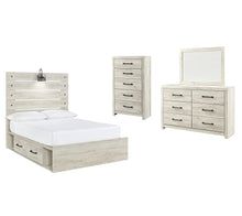 Load image into Gallery viewer, Cambeck  Panel Bed With 2 Storage Drawers With Mirrored Dresser And Chest
