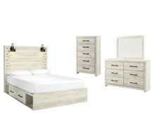 Load image into Gallery viewer, Cambeck  Panel Bed With 2 Storage Drawers With Mirrored Dresser And Chest
