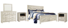 Load image into Gallery viewer, Bellaby  Crossbuck Panel Bed With Mirrored Dresser And 2 Nightstands
