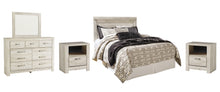 Load image into Gallery viewer, Bellaby  Panel Headboard With Mirrored Dresser And 2 Nightstands
