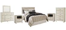 Load image into Gallery viewer, Bellaby  Panel Headboard With Mirrored Dresser, Chest And 2 Nightstands
