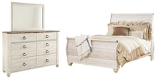 Load image into Gallery viewer, Willowton  Sleigh Bed With Mirrored Dresser
