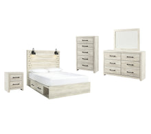 Load image into Gallery viewer, Cambeck Queen Panel Bed with 4 Storage Drawers with Mirrored Dresser, Chest and Nightstand
