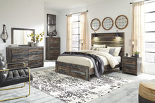 Load image into Gallery viewer, Drystan Queen Panel Bed with 2 Storage Drawers with Mirrored Dresser and Chest
