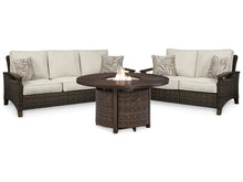 Load image into Gallery viewer, Paradise Trail Outdoor Sofa and Loveseat with Fire Pit Table
