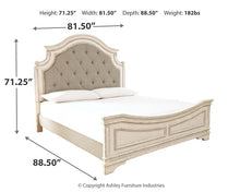 Load image into Gallery viewer, Realyn King Upholstered Panel Bed with Mirrored Dresser
