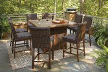 Load image into Gallery viewer, Paradise Trail Outdoor Bar Table and 8 Barstools
