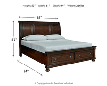 Load image into Gallery viewer, Porter  Sleigh Bed With Mirrored Dresser
