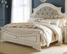 Load image into Gallery viewer, Realyn  Upholstered Panel Bed With Mirrored Dresser And Chest
