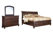 Load image into Gallery viewer, Porter  Sleigh Bed With Mirrored Dresser
