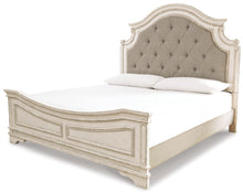 Load image into Gallery viewer, Realyn  Upholstered Panel Bed With Mirrored Dresser And Chest
