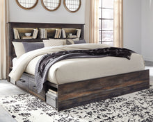 Load image into Gallery viewer, Drystan King Bookcase Bed with 4 Storage Drawers with Mirrored Dresser and 2 Nightstands
