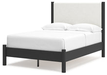 Load image into Gallery viewer, Cadmori Full Upholstered Panel Bed with Mirrored Dresser and Nightstand
