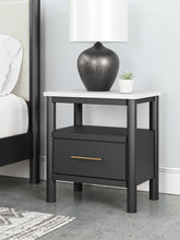 Load image into Gallery viewer, Cadmori Full Upholstered Panel Bed with Mirrored Dresser and Nightstand
