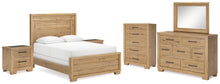 Load image into Gallery viewer, Galliden Queen Panel Bed with Mirrored Dresser, Chest and 2 Nightstands
