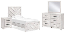 Load image into Gallery viewer, Cayboni Twin Panel Bed with Mirrored Dresser and Nightstand
