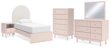 Load image into Gallery viewer, Wistenpine Twin Upholstered Panel Bed with Mirrored Dresser, Chest and Nightstand
