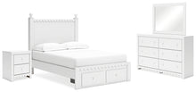 Load image into Gallery viewer, Mollviney Full Panel Storage Bed with Mirrored Dresser and Nightstand
