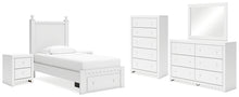 Load image into Gallery viewer, Mollviney Twin Panel Storage Bed with Mirrored Dresser, Chest and 2 Nightstands
