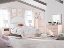 Load image into Gallery viewer, Wistenpine Full Upholstered Panel Bed with Mirrored Dresser and Chest
