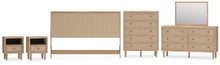 Load image into Gallery viewer, Cielden King Panel Headboard with Mirrored Dresser, Chest and 2 Nightstands
