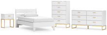 Load image into Gallery viewer, Socalle Twin Panel Platform Bed with Dresser, Chest and Nightstand
