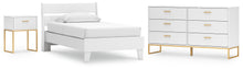 Load image into Gallery viewer, Socalle Twin Panel Platform Bed with Dresser and Nightstand
