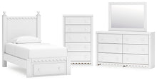 Load image into Gallery viewer, Mollviney Twin Panel Storage Bed with Mirrored Dresser and Chest
