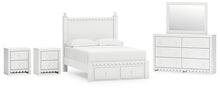 Load image into Gallery viewer, Mollviney Full Panel Storage Bed with Mirrored Dresser and 2 Nightstands
