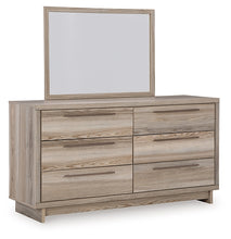 Load image into Gallery viewer, Hasbrick Queen Panel Bed with Mirrored Dresser and Chest
