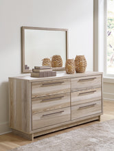 Load image into Gallery viewer, Hasbrick Queen Panel Headboard with Mirrored Dresser and 2 Nightstands
