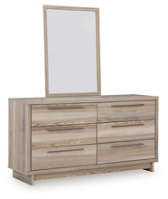 Load image into Gallery viewer, Hasbrick Queen Panel Headboard with Mirrored Dresser, Chest and Nightstand
