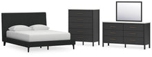 Load image into Gallery viewer, Cadmori Queen Upholstered Bed with Mirrored Dresser and Chest
