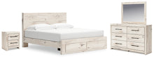 Load image into Gallery viewer, Lawroy King Panel Storage Bed with Mirrored Dresser and Nightstand
