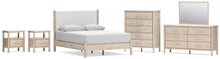 Load image into Gallery viewer, Cadmori Queen Upholstered Panel Bed with Mirrored Dresser, Chest and 2 Nightstands
