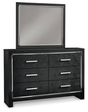 Load image into Gallery viewer, Kaydell Queen/Full Upholstered Panel Headboard with Mirrored Dresser
