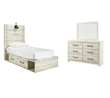 Load image into Gallery viewer, Cambeck Twin Panel Bed with 4 Storage Drawers with Mirrored Dresser
