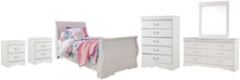 Load image into Gallery viewer, Anarasia Twin Sleigh Bed with Mirrored Dresser, Chest and 2 Nightstands
