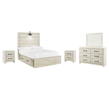 Load image into Gallery viewer, Cambeck Full Panel Bed with 4 Storage Drawers with Mirrored Dresser and 2 Nightstands
