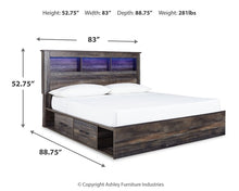 Load image into Gallery viewer, Drystan King Bookcase Bed with 4 Storage Drawers with Mirrored Dresser and Chest
