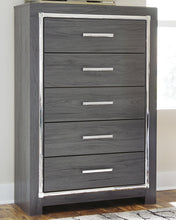 Load image into Gallery viewer, Lodanna Full Upholstered Panel Headboard with Mirrored Dresser, Chest and 2 Nightstands
