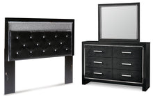 Load image into Gallery viewer, Kaydell Queen Upholstered Panel Headboard with Mirrored Dresser
