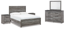 Load image into Gallery viewer, Bronyan Queen Panel Bed with Mirrored Dresser and 2 Nightstands
