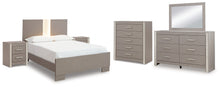 Load image into Gallery viewer, Surancha Full Panel Bed with Mirrored Dresser, Chest and 2 Nightstands
