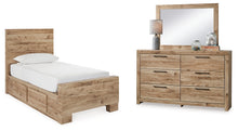 Load image into Gallery viewer, Hyanna Twin Panel Bed with Storage with Mirrored Dresser
