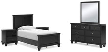 Load image into Gallery viewer, Lanolee Twin Panel Bed with Mirrored Dresser and 2 Nightstands
