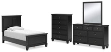 Load image into Gallery viewer, Lanolee Twin Panel Bed with Mirrored Dresser and Chest
