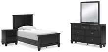 Load image into Gallery viewer, Lanolee Twin Panel Bed with Mirrored Dresser and Nightstand
