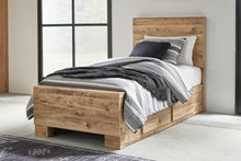 Load image into Gallery viewer, Hyanna Twin Panel Bed with Storage with Mirrored Dresser and 2 Nightstands
